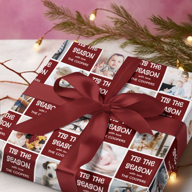 Tis the Season Kul Foto Rutnät Julpresent Presentpapper (Skapare uppladdad)