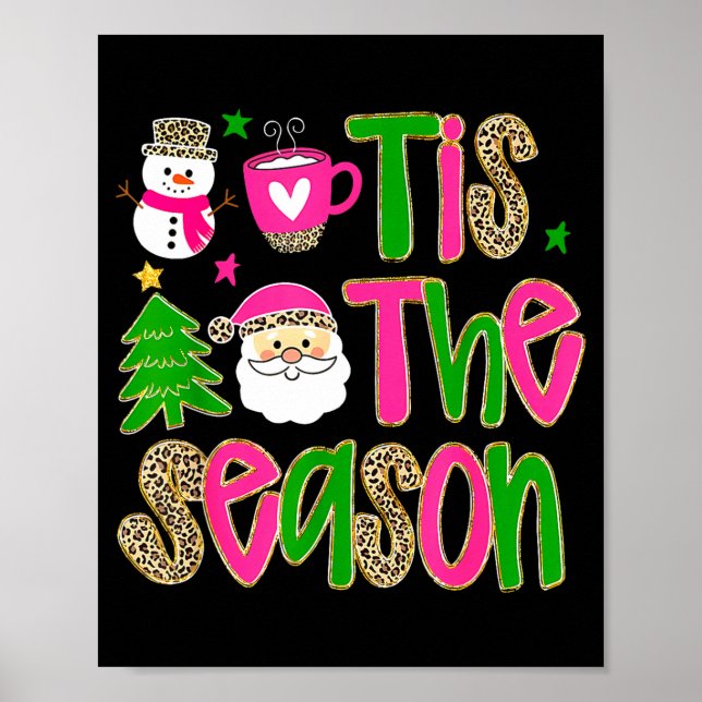 Tis The Season Leopard Print Nk Christmas Santa Sn Poster (Framsidan)