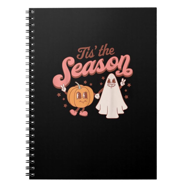 Tis The Season Pumpkin Boo 60s 70s Halloween Costu Anteckningsbok (Framsidan)