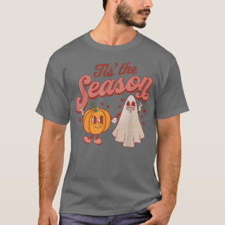 Tis the Season Pumpkin Boo 60s 70s Hippie Hallowee T Shirt