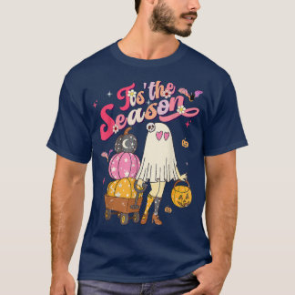 Tis the Season Pumpkin Boo 60s 70s Hippie Hallowee T Shirt