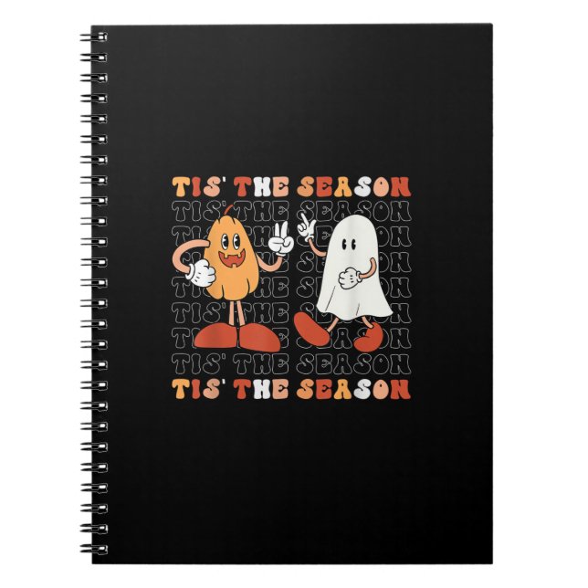 Tis The Season Pumpkin Boo 70s Halloween Costume Anteckningsbok (Framsidan)