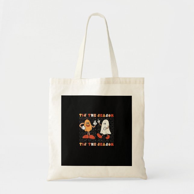 Tis The Season Pumpkin Boo 70s Halloween Costume Tygkasse (Framsidan)