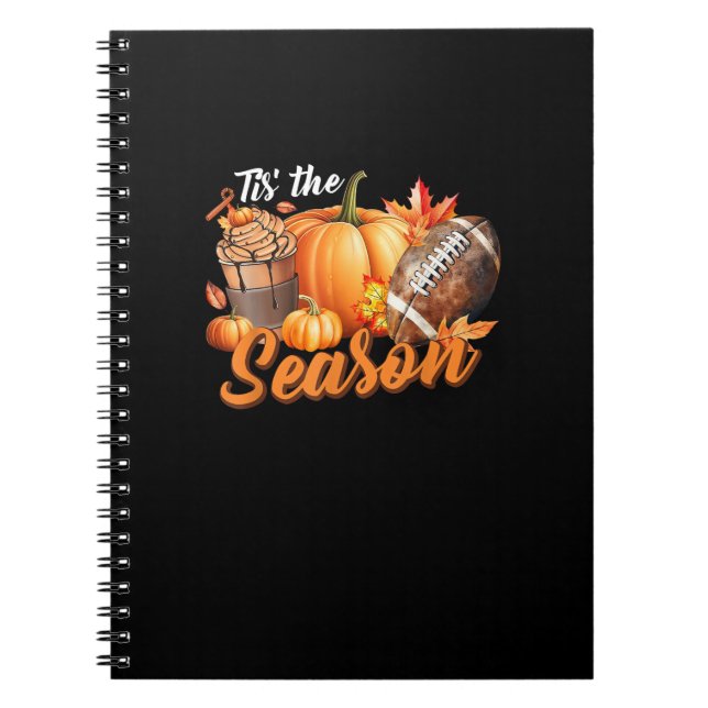 Tis The Season Pumpkin Leaf Latte Fall Thanksgivin Anteckningsbok (Framsidan)