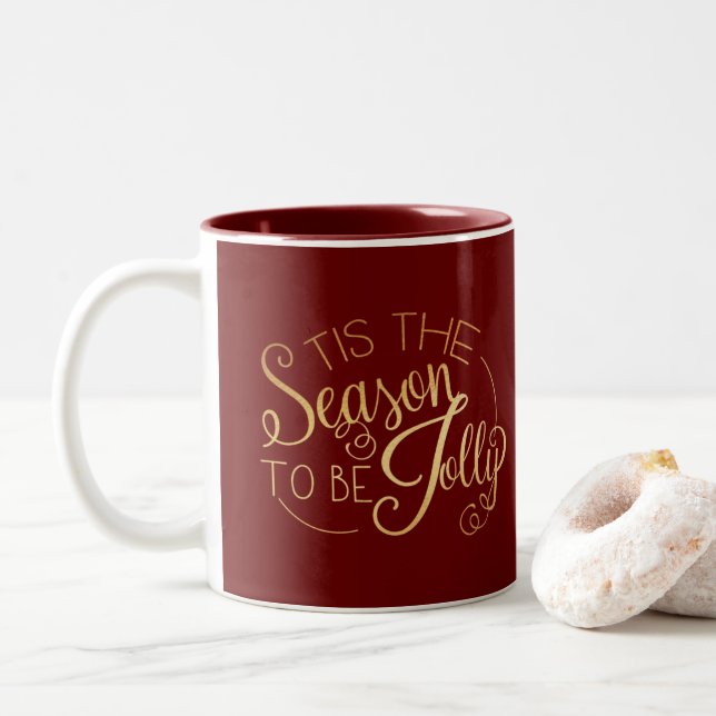"Tis the Season" Red Guld Två-Tonad Mugg (Med munk)