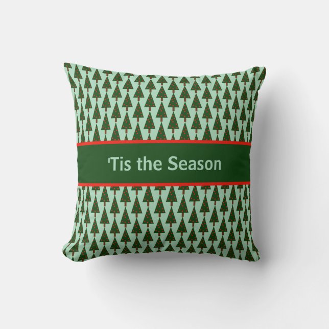 "Tis the Season Repating Mörk Julgranar Kudde (Framsida)