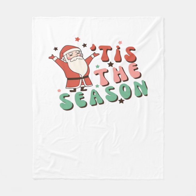 Tis The Season Retro Christmas Santa Fleecefilt (Framsidan)