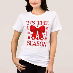Tis the Season Röd Rutig Band Julskjorta T Shirt