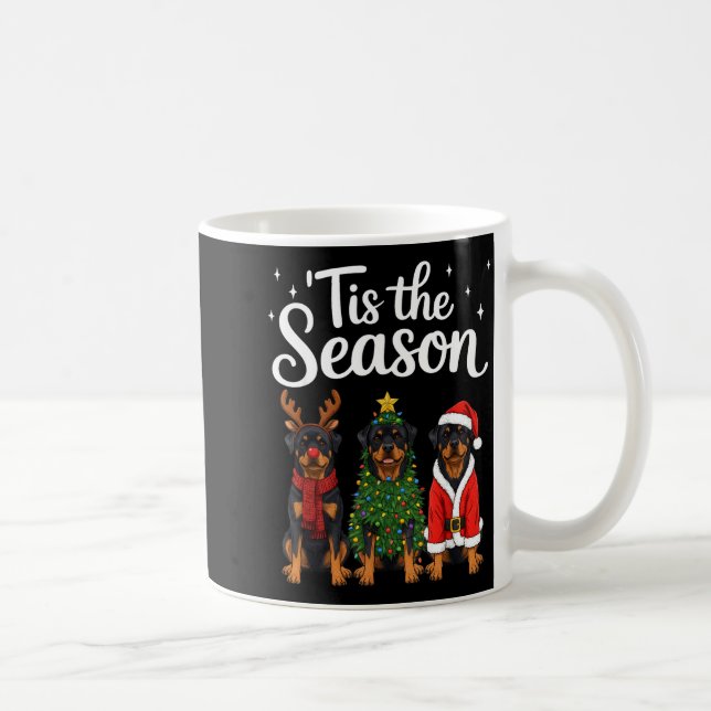 Tis The Season Rottweiler Christmas Santa Rottie D Kaffemugg (Höger)