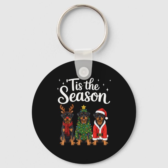 Tis The Season Rottweiler Christmas Santa Rottie D Nyckelring (Framsida)