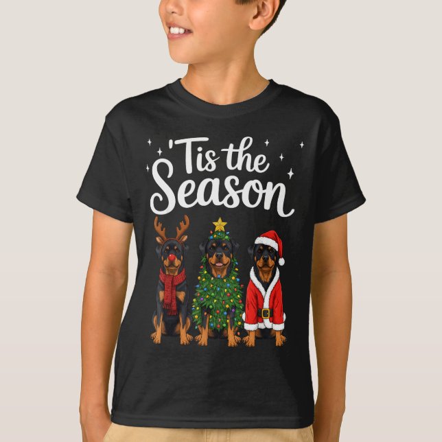 Tis The Season Rottweiler Christmas Santa Rottie D T Shirt (Framsida)