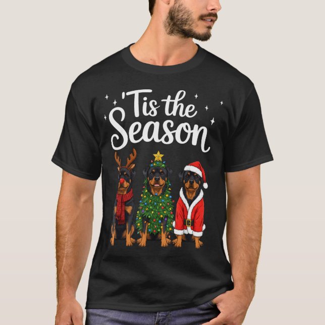 Tis The Season Rottweiler Christmas Santa Rottie D T Shirt (Framsida)