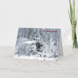 "Tis the Season Snowy Cottage Winter Helgdag Kort