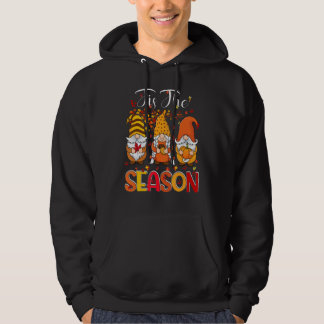 Tis The Season Three Gnomes Pumpkin Fall Leaves Th Hoodie