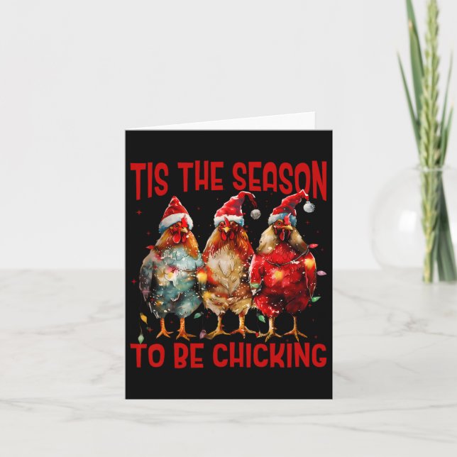 Tis The Season To Be Chicking Kyckling Tomte Hatt  Kort (Framsida)