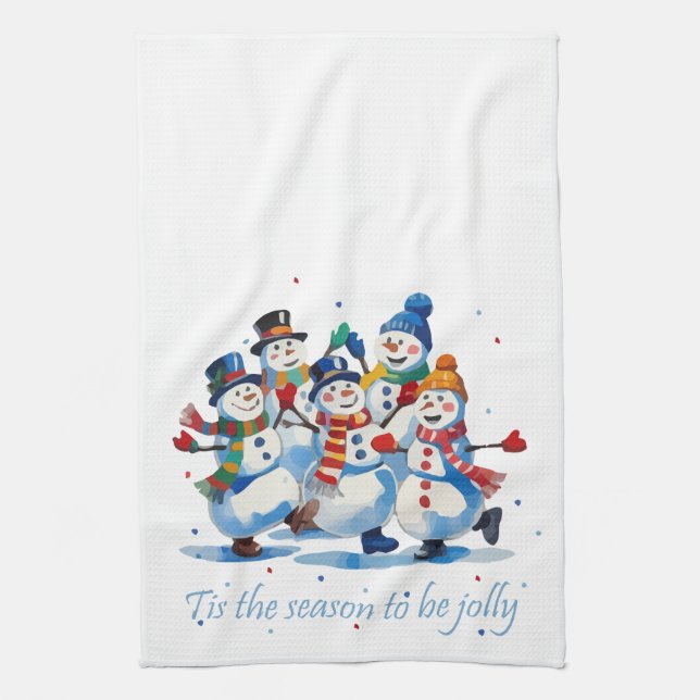 Tis the Season to be Jolly Dancing Jolly Snowmen Kökshandduk (Vertikal)