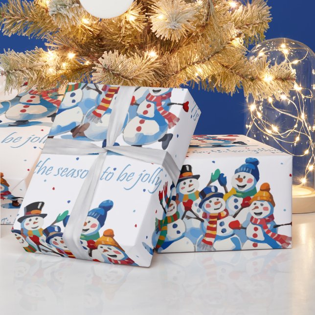 Tis the Season to be Jolly Dancing Jolly Snowmen Presentpapper (Helgdagar)