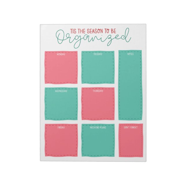 Tis the Season to be Organized Christmas Planner Anteckningsblock (Roterad)