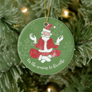 Tis The Season To Breathe Yoga Tomte Julgransprydnad Keramik