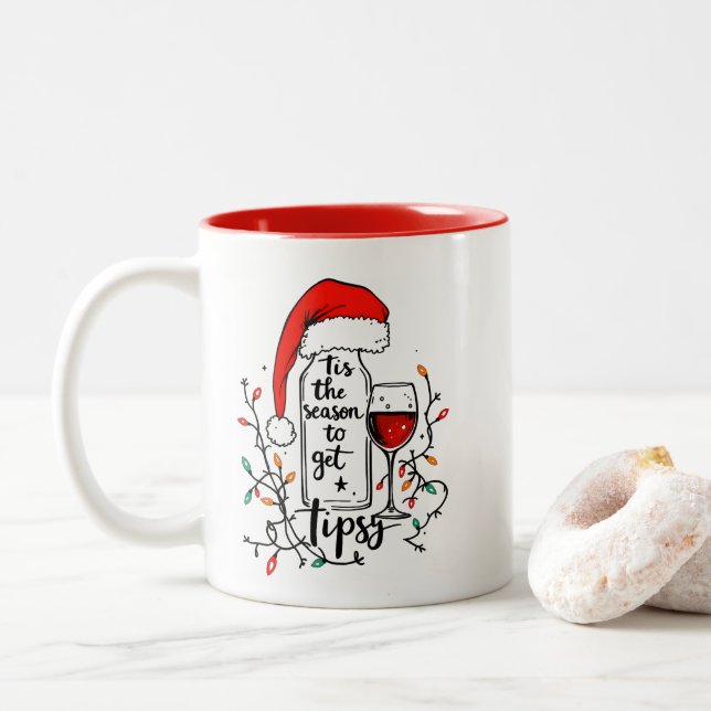 'Tis The Season to Get Tipsy  Två-Tonad Mugg (Med munk)