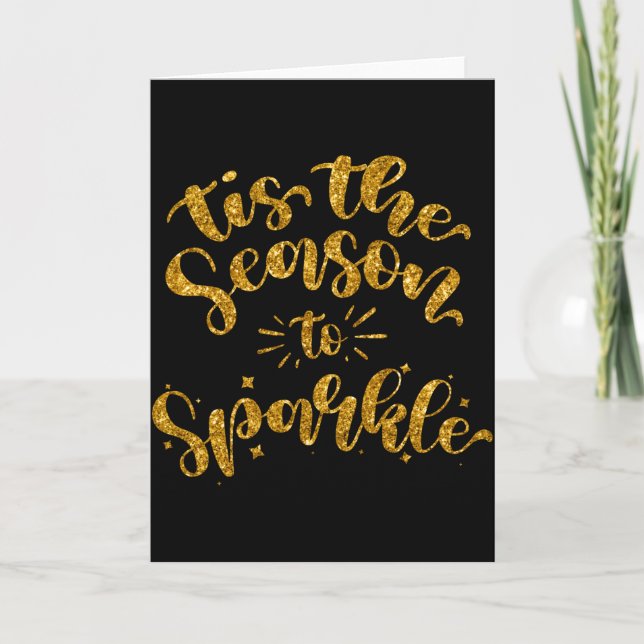 Tis The Season To Sparkle Gold Faux Glitter  Kort (Framsida)