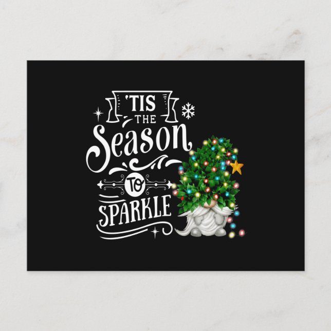 'Tis The Season To Sparkle Jul Tomte Vykort (Framsida)