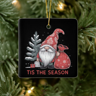 Tis The Season Tomte Jul Helg Vinter Julgransprydnad Keramik