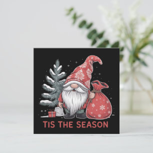Tis The Season Tomte Jul Helg Vinter Julkort