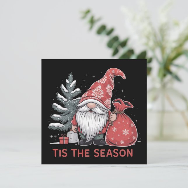 Tis The Season Tomte Jul Helg Vinter Julkort (Stående Fram)