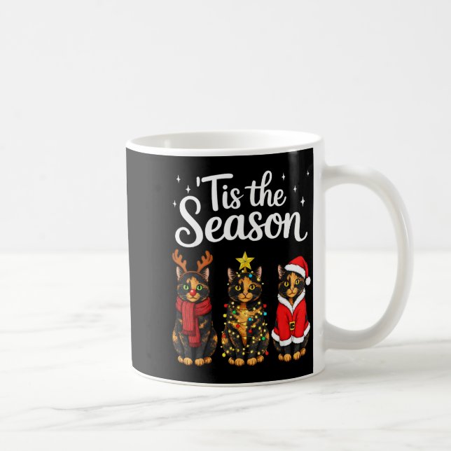 Tis The Season Tortoiseshell Cat Christmas Santa  Kaffemugg (Höger)