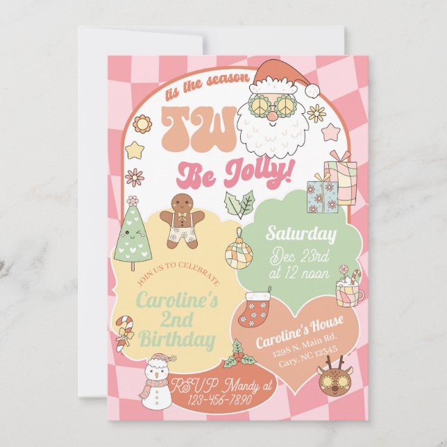 Tis the season two be jolly 2nd birthday invite. inbjudningar (Framsida)