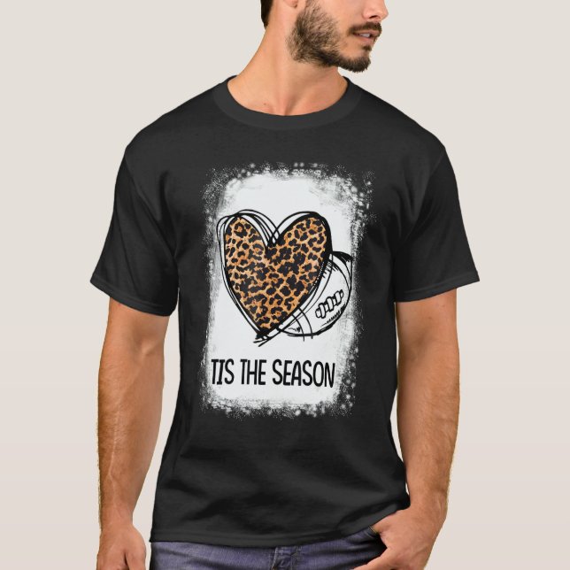 Tis To The Season Leopard Heart Football Season Ga T Shirt (Framsida)
