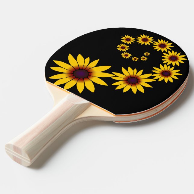 Tischtennisschläger mit gelben Sonnenhut - Blumen Pingisracket (Frontvinkel)
