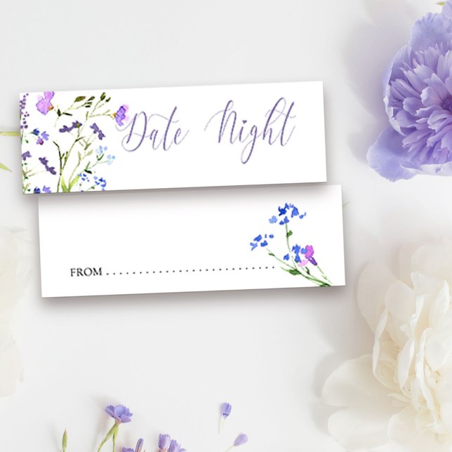 Tisdag Lila Wildblomkort Litet Visitkort (Date Night Idea Cards from my Purple Wildflower Collection. Date Night Jar available separately )