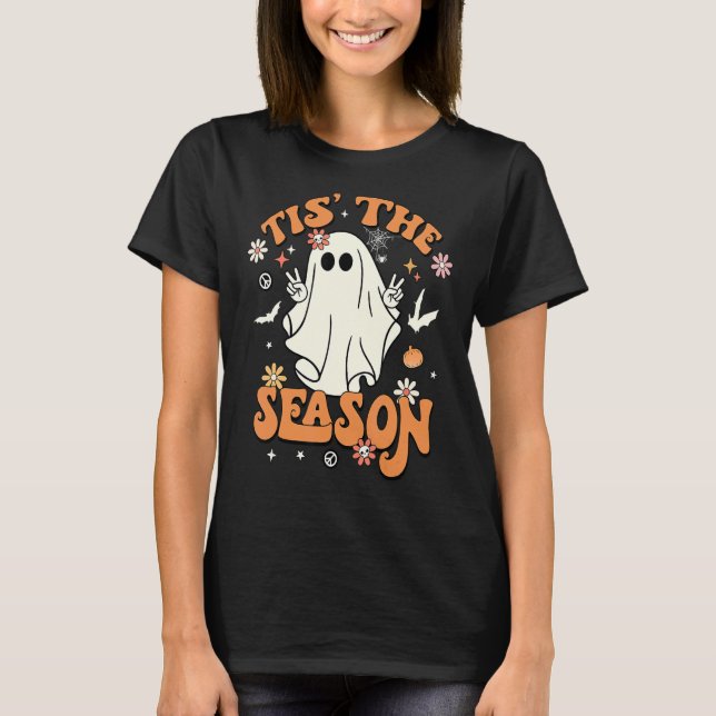 Tis's säsong Retro Halloween fest Funny Ghost T Shirt (Framsida)