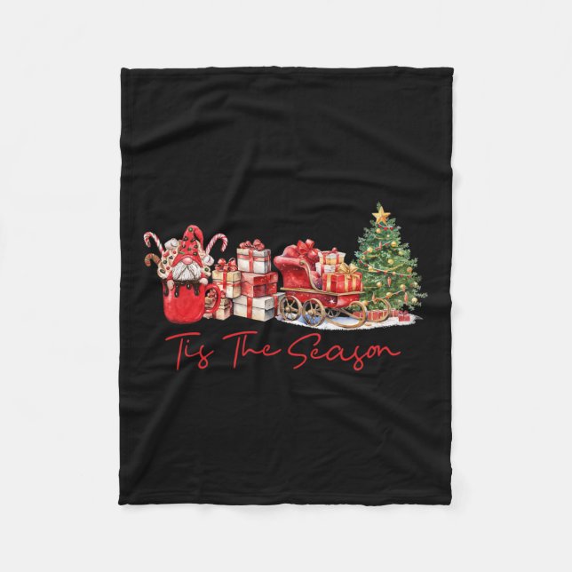 Tis's Season Coffee Latte Gnome Sleigh Christma Fleecefilt (Framsidan)