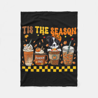 Tis's Season Coffee Pumpkin Gräns Collie Hallo Fleecefilt