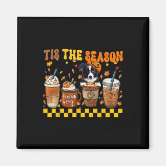 Tis's Season Coffee Pumpkin Gräns Collie Hallo Magnet