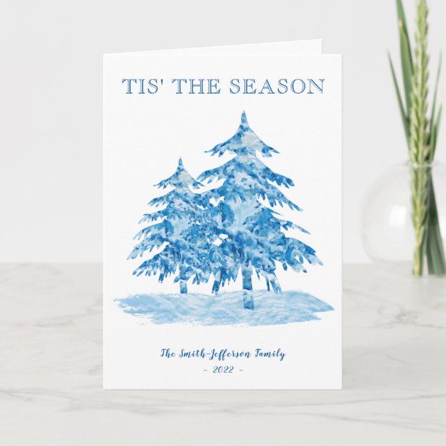 Tis's' Season Painterly Julgran Helgdag Kort (Framsida)