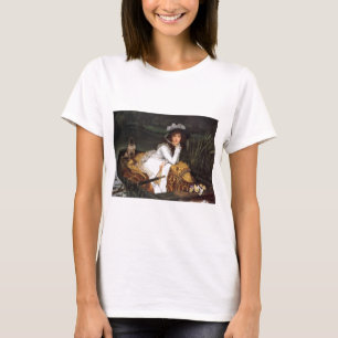 Tissot ung dam och antik målning för mops t shirt