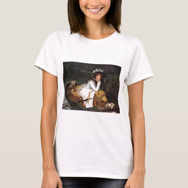 Tissot ung dam och antik målning för mops t shirt (Framsida)