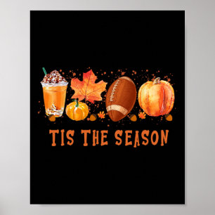 Tis's'säsong Leopard Pumpkin Football Halloween Poster