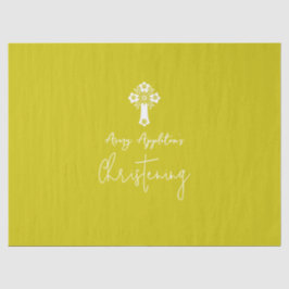 Tissue Paper Floral Cross Christening Yellow