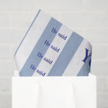 Tissuepapper Blå & Vit Rand Han sa Ja!