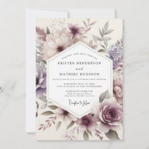 Tistel Aquarell Flora Bröllop Inbjudningar