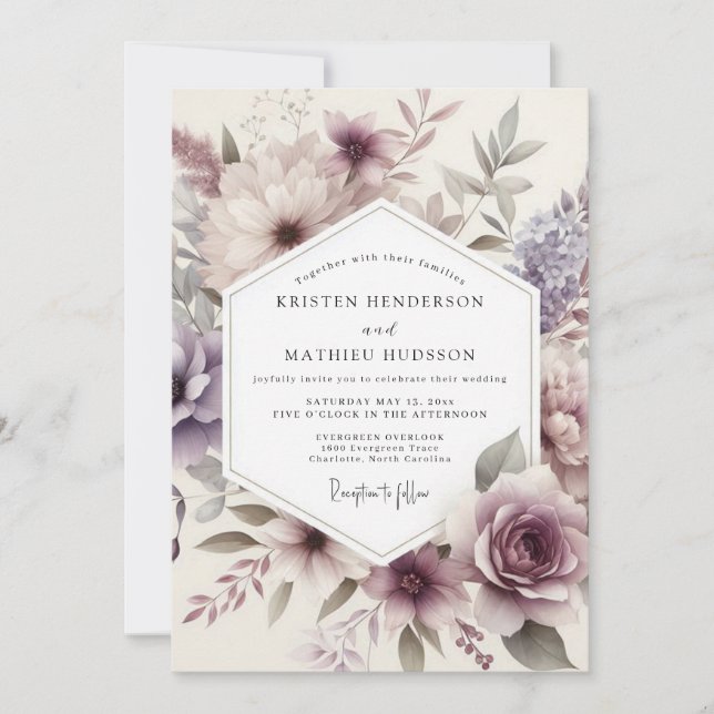 Tistel Aquarell Flora Bröllop Inbjudningar (Framsida)