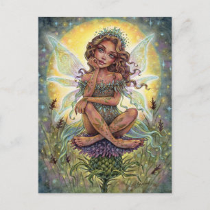 Tistel Landning Postcard Sago Fantasi Blomma Vykort