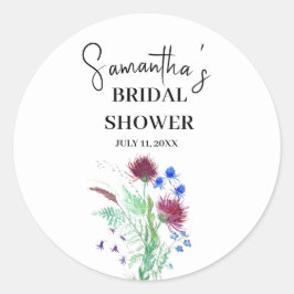 Tistel Lila Blommor Skotskt Boho Bröllopsfest Runt Klistermärke