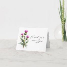 Tistel Lila Skotsk Blommig Bröllop Tack  Kort