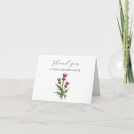 Tistel Lila Skotsk Blommig Bröllop Tack  Kort